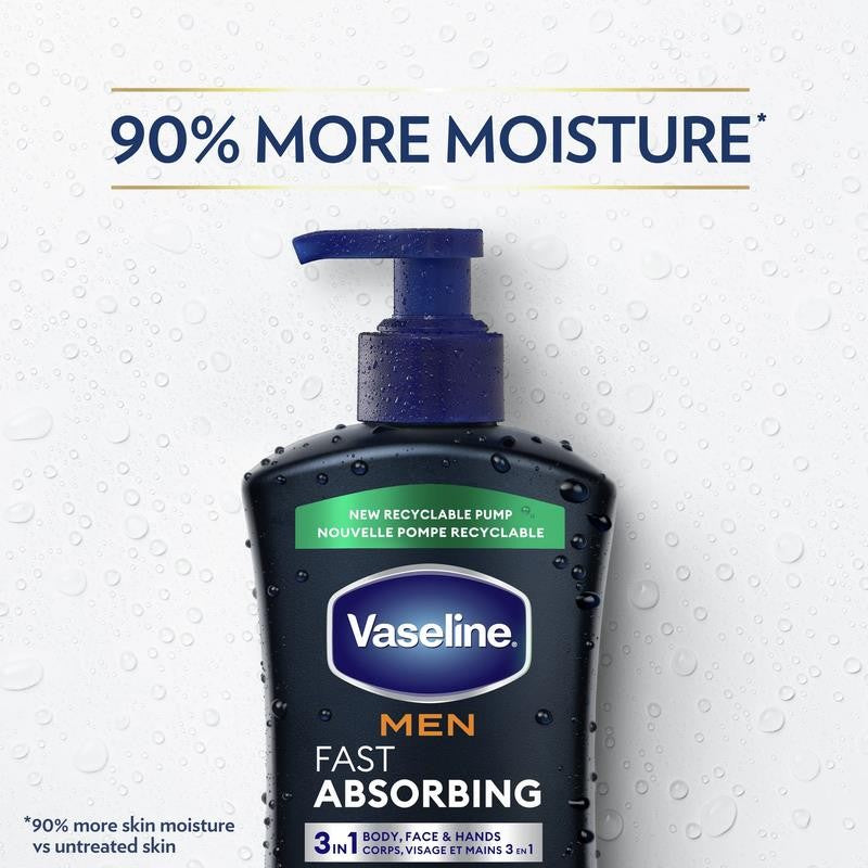 Men Fast Absorbing 3-In-1 Face, Hands & Body Lotion for Men Dry Skin, 20.3 Oz