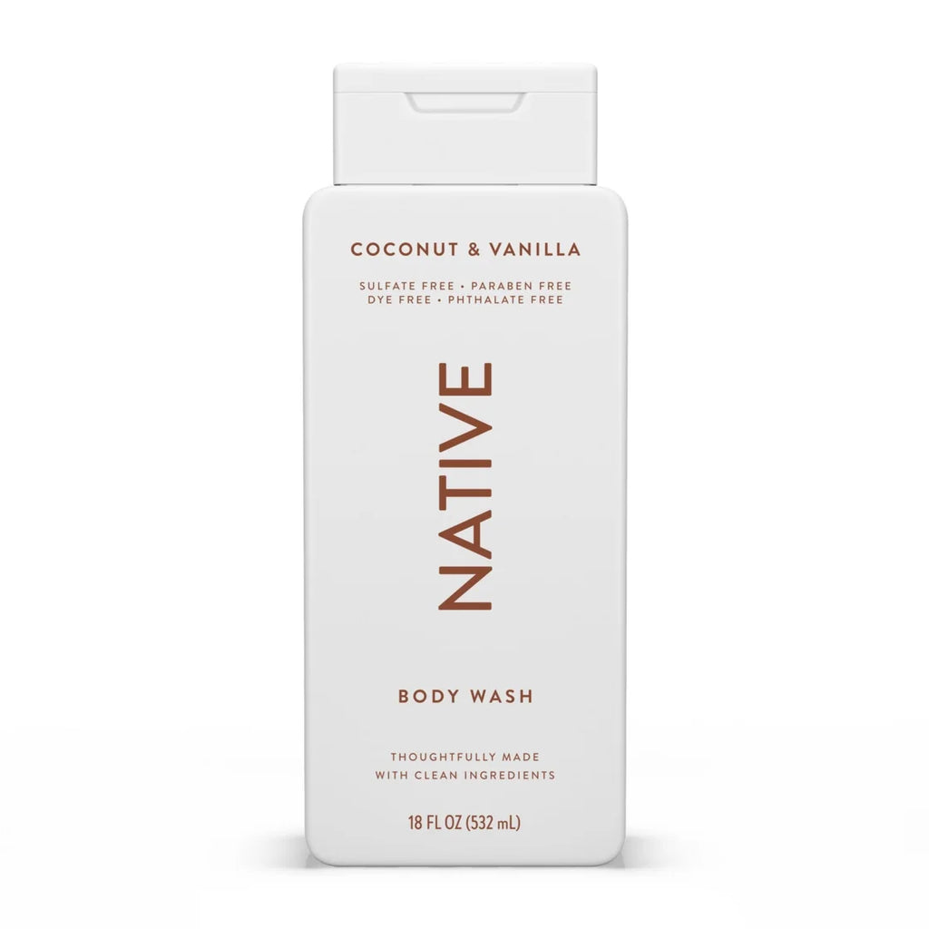 Native Body Wash, Sulfate Free, Coconut & Vanilla, for Women and Men, 18 Oz