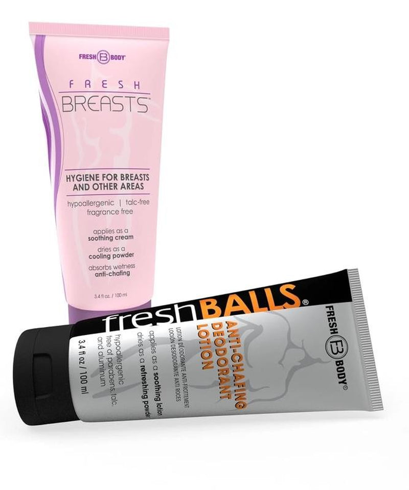 Fresh BREASTS & Fresh BALLS Bundle: anti Chafing Deodorant Cream to Powder for M