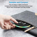 ABCPOW 15W Fast Wireless Charger Samsung Android Fast Charging Pad Qi-Certified Wireless Charger Mat Wireless Charger Station Compatible for Iphone 17 16 15 14 Samsung Galaxy S25 S24 S23 S22,Black