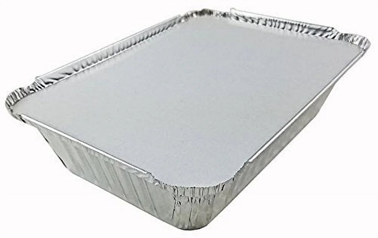 2 1/4 Lb. Oblong Deep Aluminum Foil Take-Out Pan with Board Lid Disposable Conta