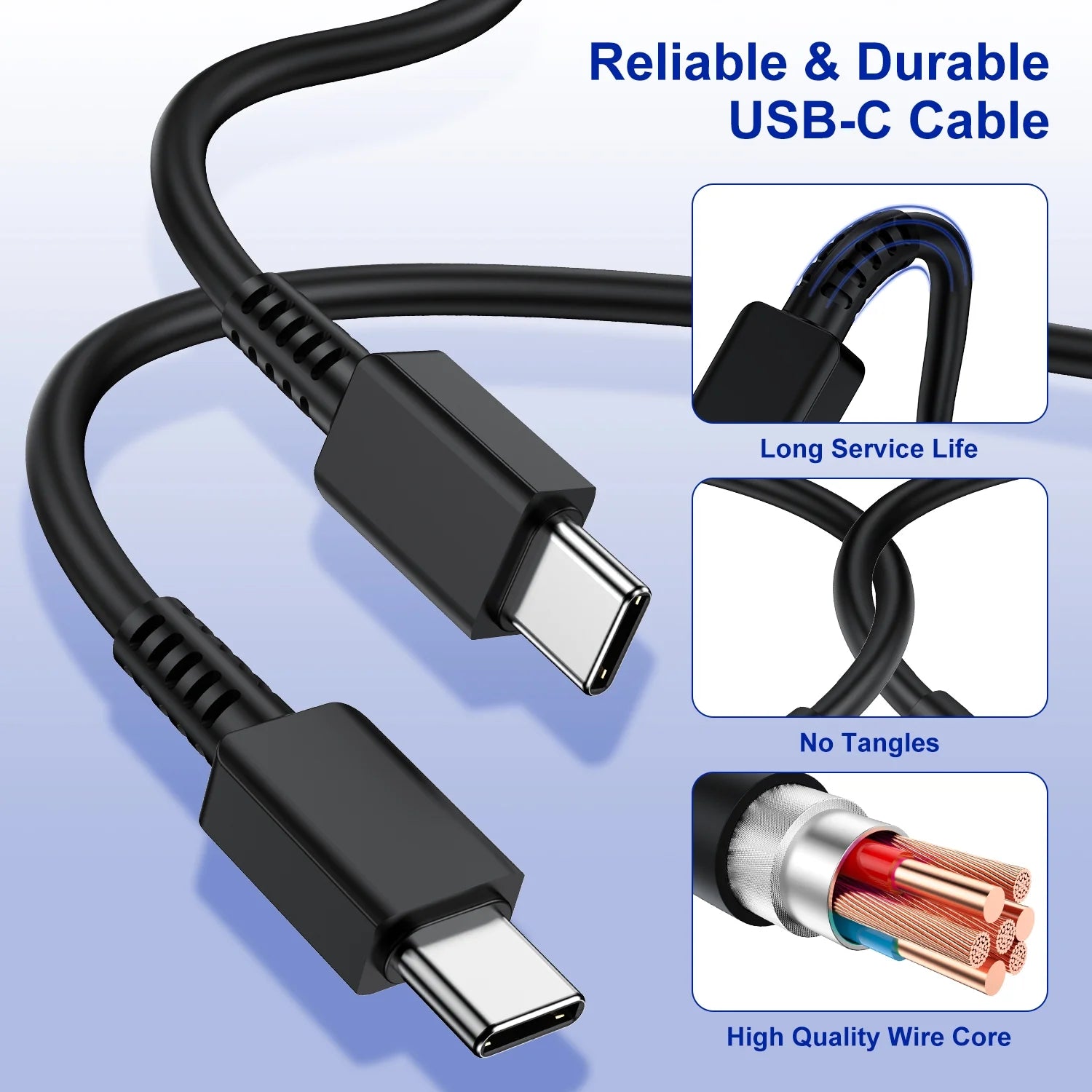 2 Pack 45W Samsung USB-C Super Fast Charger 6FT Type C Charger Cable Cord Fast C