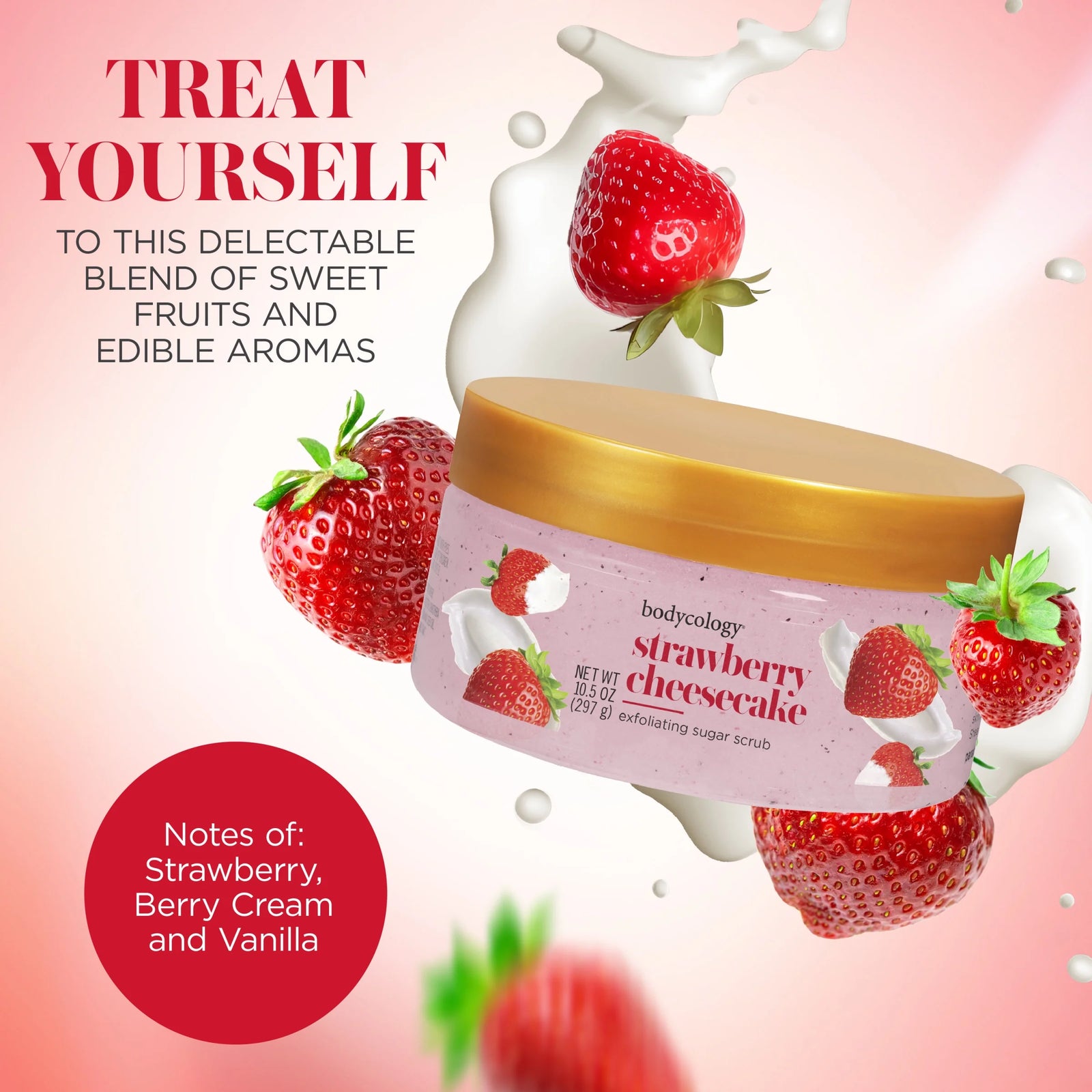 Exfoliating Sugar Scrub, Strawberry Cheesecake, 10.5 Oz