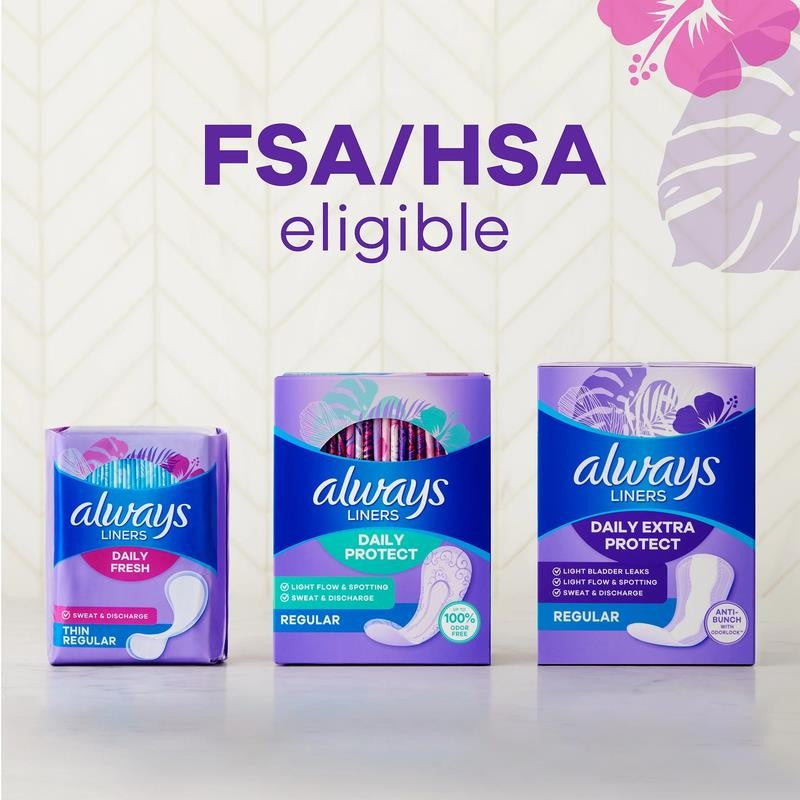 Daily Fresh Thin Panty Liners, Regular Absorbency, Unscented, 120 Count