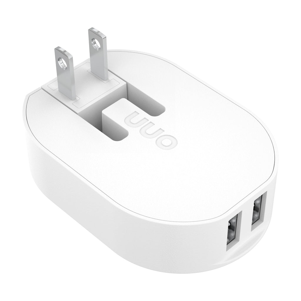 Onn 24W Dual USB-A Port Wall Charger with 3Ft USB-C to USB Cable, Foldable Plug, White - Compatible with Iphone 17/16/15 Series, Samsung Galaxy, Google Pixel, and More