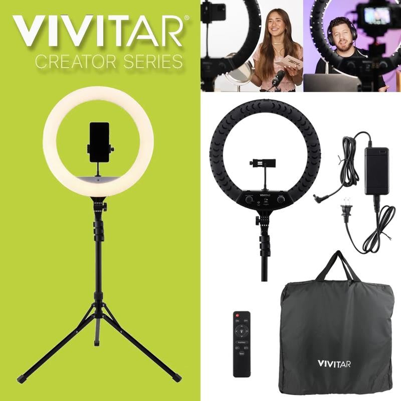 18-Inch LED Ring Light, Adjustable 63-Inch Tripod Stand, with Phone Stand and Wi