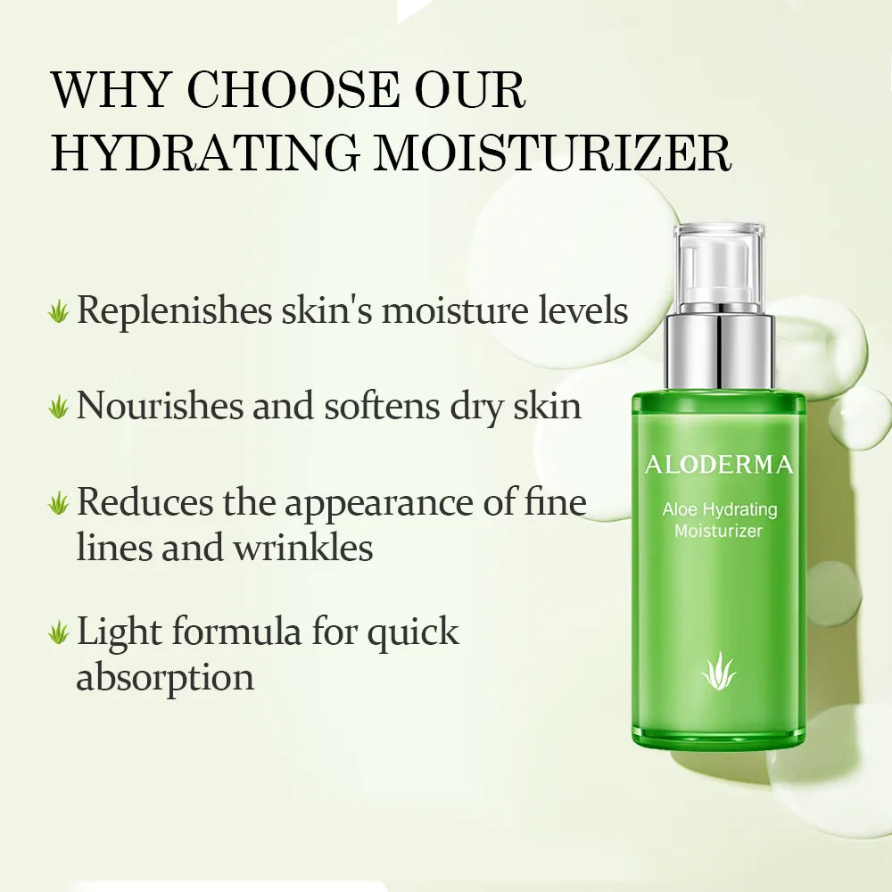 Aloderma Aloe Hydrating Face Moisturizer with 71% Organic Aloe Vera - Face Lotion for Women & Men with Hyaluronic Acid for Soft, Nourished Skin, Oil Free Moisturizer for Face, Facial Moisturizer