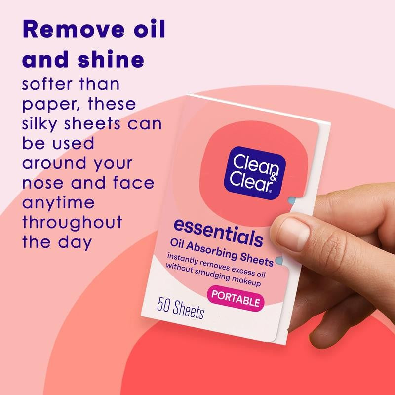 Essentials Oil Absorbing Sheets for Oily Skin, 50 Ct