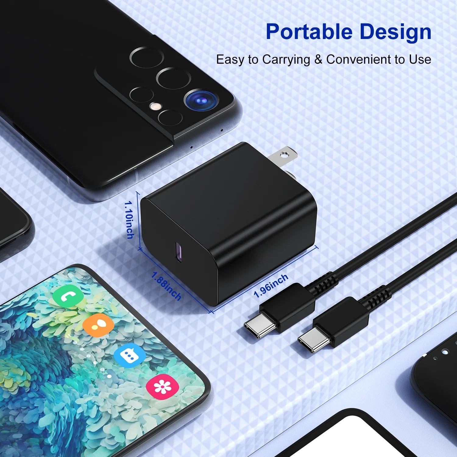 Super Fast Charger with Type C Cable 10Ft , 2Pack 45W USB C Wall Charger Block Adapter and Android Phone Charger Cord for Samsung Galaxy S25/S24 Ultra/S24/S24+/S23 Ultra/S23/S22 Ultra/S22/S21/Note 20