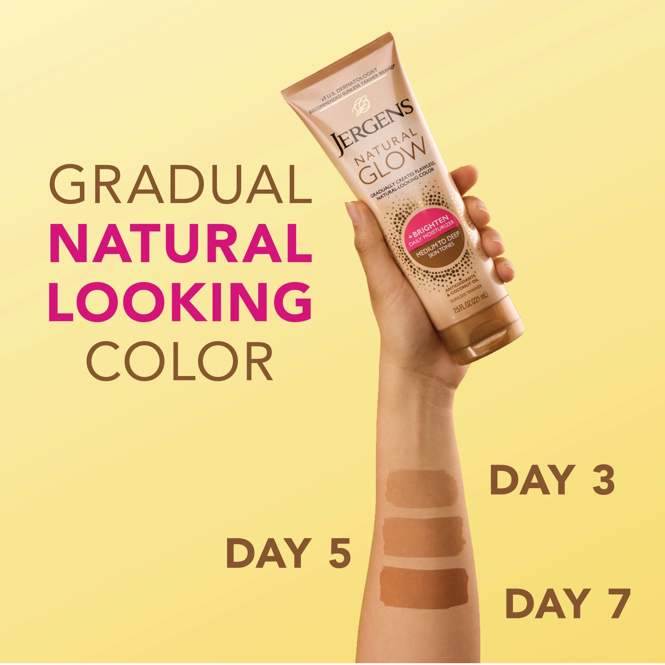 Natural Glow Daily Moisturizer Lotion, Medium to Deep Skin, Self Tanner, 7.5 Oz