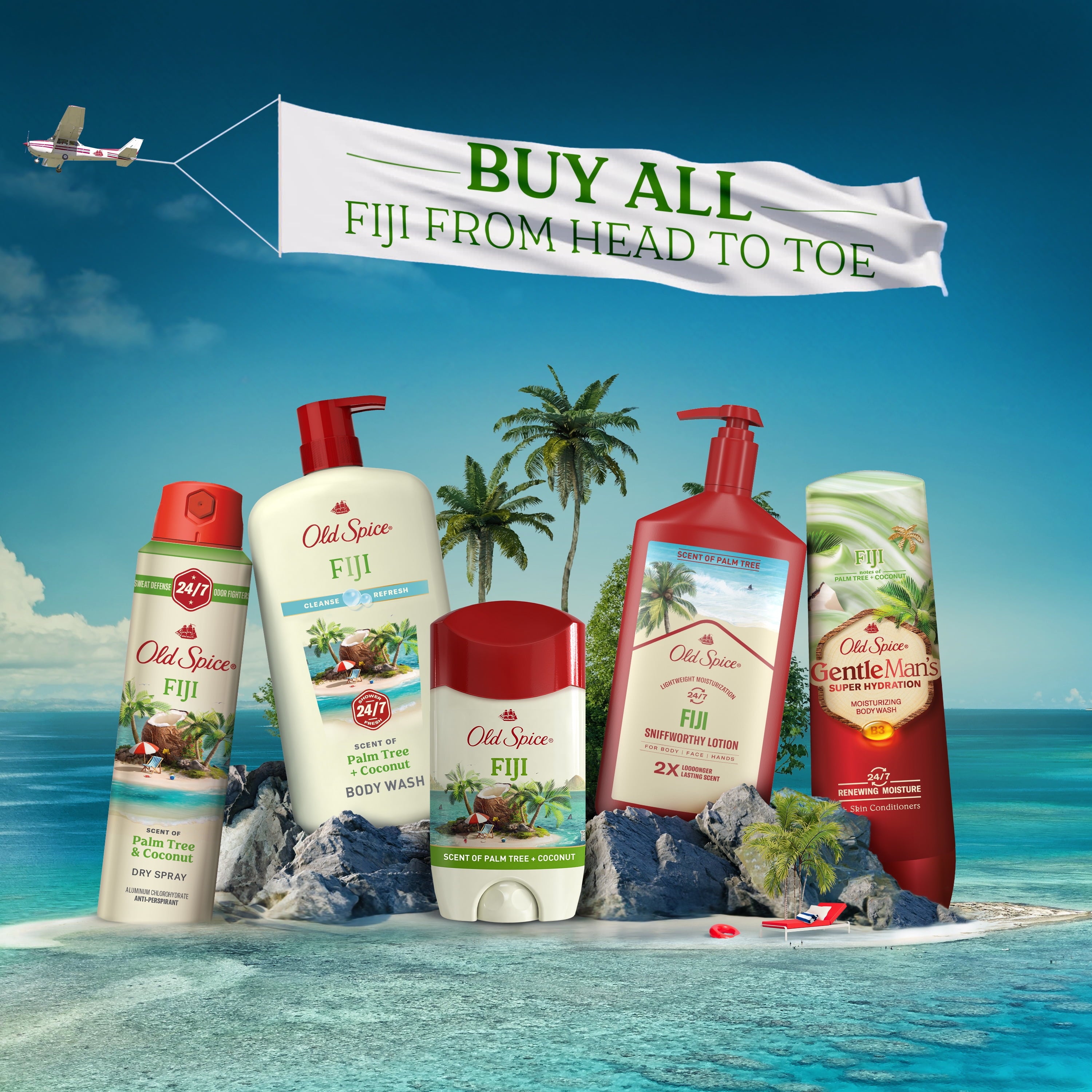 Antiperspirant Deodorant for Men in Fiji with Palm Tree, Triple Pack, 24/7 Lasting Freshness and Sweat Protection, 3X2.6Oz