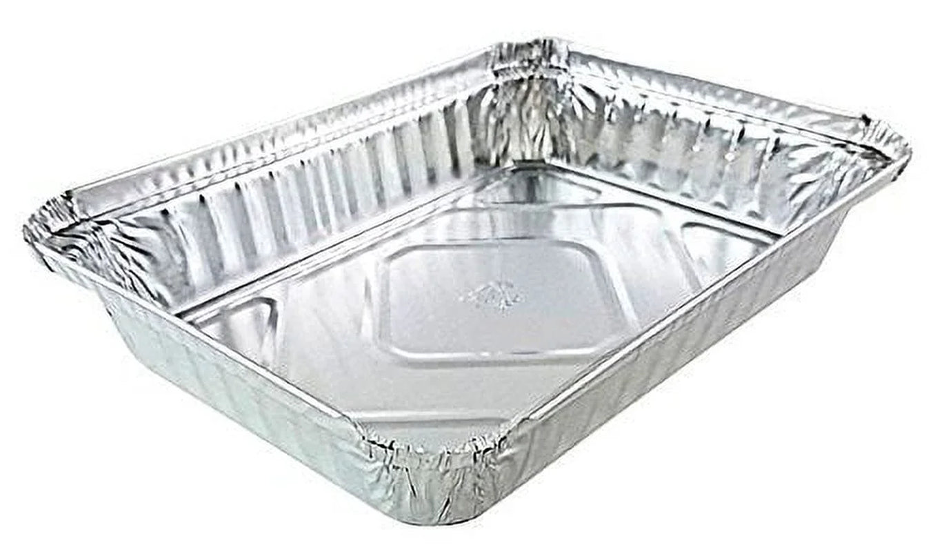 1 1/2 Lb. Oblong Shallow Aluminum Foil Take-Out Pan with Clear Dome Lid Disposab