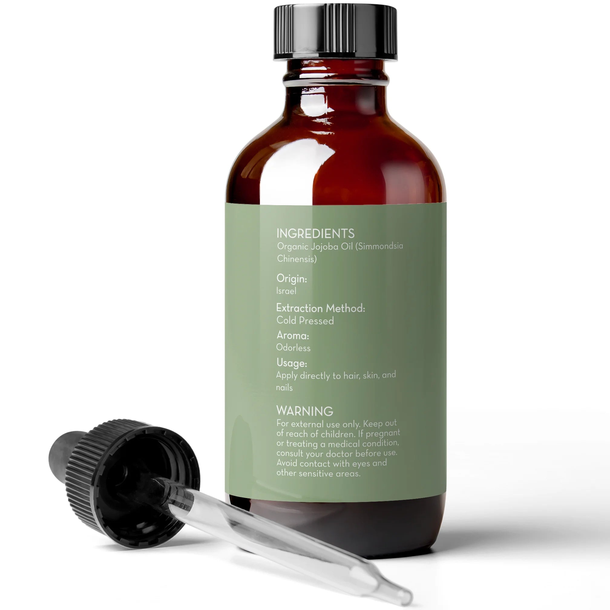 Organic Jojoba Oil, 4 Fl Oz - 100% Pure, Cold Pressed Jojoba Oil for Skin, Hair, Face and Nails - by Pure Body Naturals