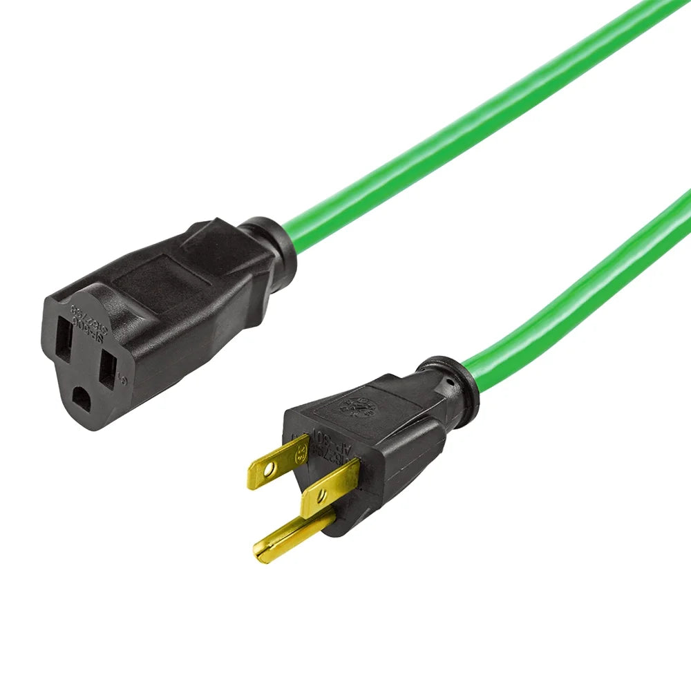 25FT 16AWG 3 Prong Hi-Vis Green Single Outlet Outdoor Extension Cord, 125V, 13A