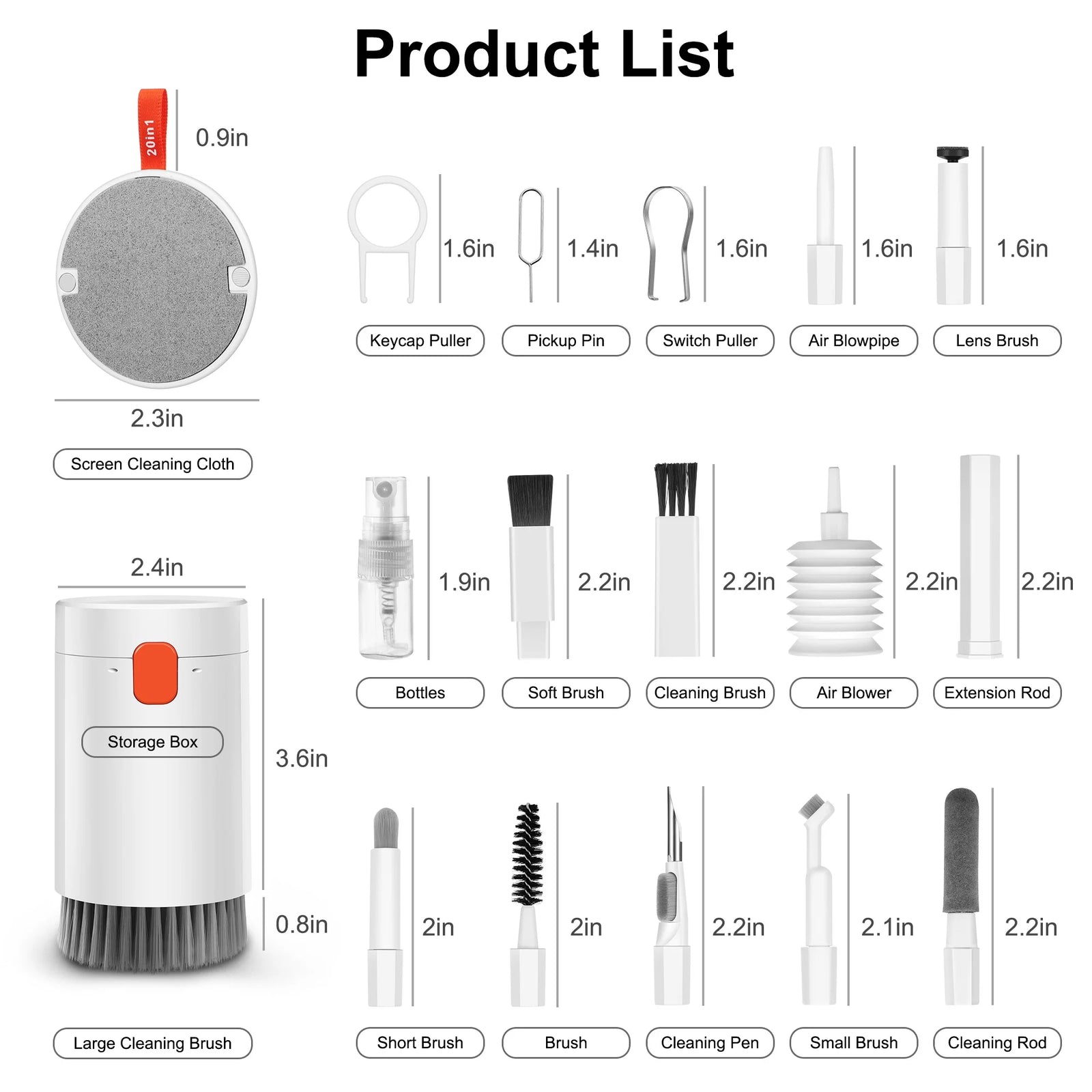 20-In-1 Cleaning Kit Fits for Airpod Earbud, Macbook Laptop Keyboard, Cell Phone