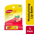 Carmex Daily Care Moisturizing Lip Balm Stick, SPF 15, Strawberry Flavor, 1 Count