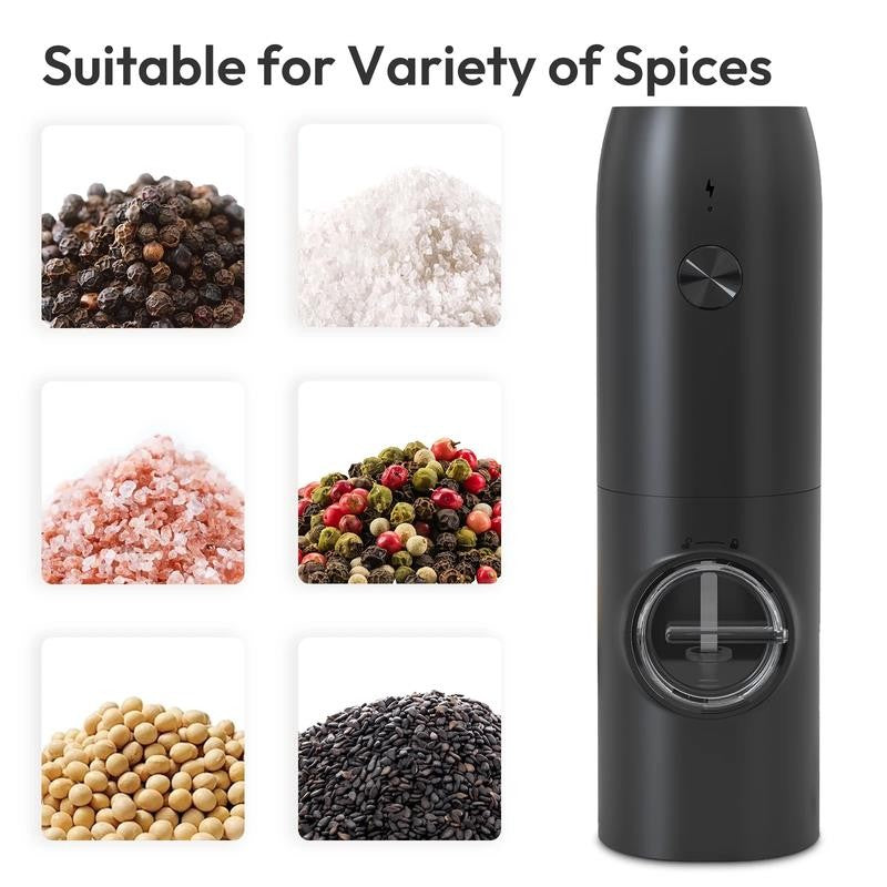 Electric Salt & Pepper Grinder, Automatic Spice Mill with Adjustable Coarseness,