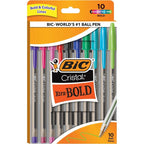 Cristal Xtra Bold Ballpoint Pen, Bold Point, 1.6 Mm, Assorted Ink, 10 Count