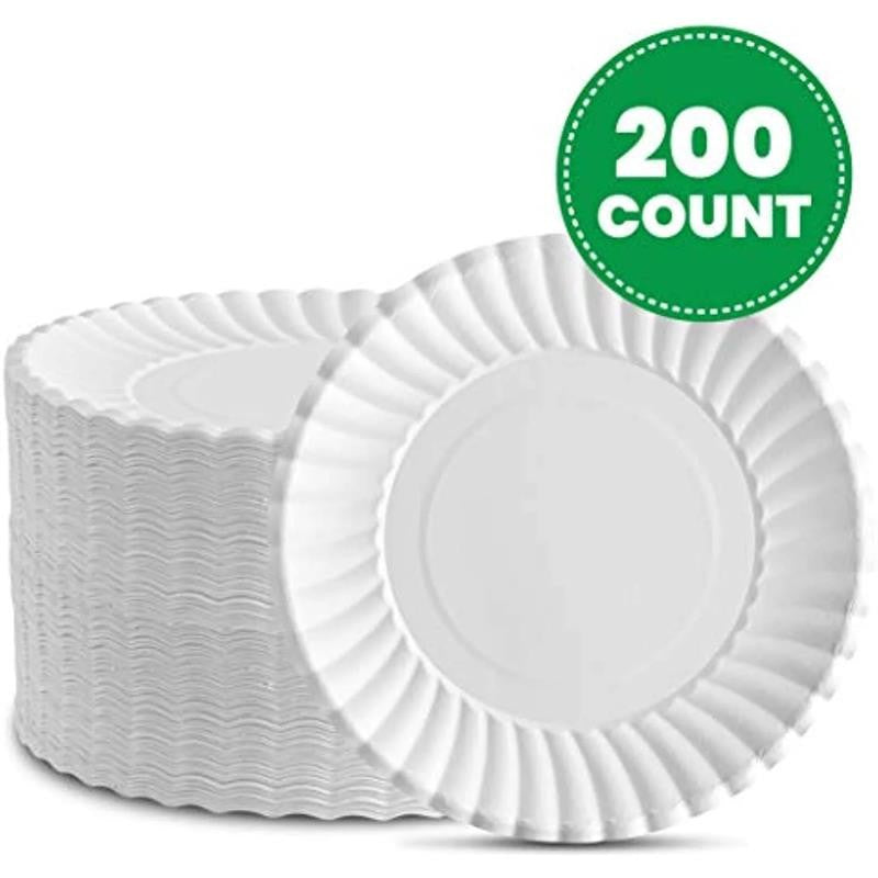 Disposable White Uncoated Paper Plates 6 Inch Pack of 200