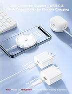 ETEPEHI Magnetic Charger Compatible for Iphone: Wireless Charging Pad Compatible with Iphone 16 15 14 Pro Max plus 13 12 Pro Max & Airpods 4 3 2 Pro, White