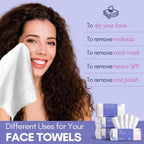 Cotton Face Dry Wipes 80Pcs - Extra Thick Disposable Cleansing Towel, Facial Cle