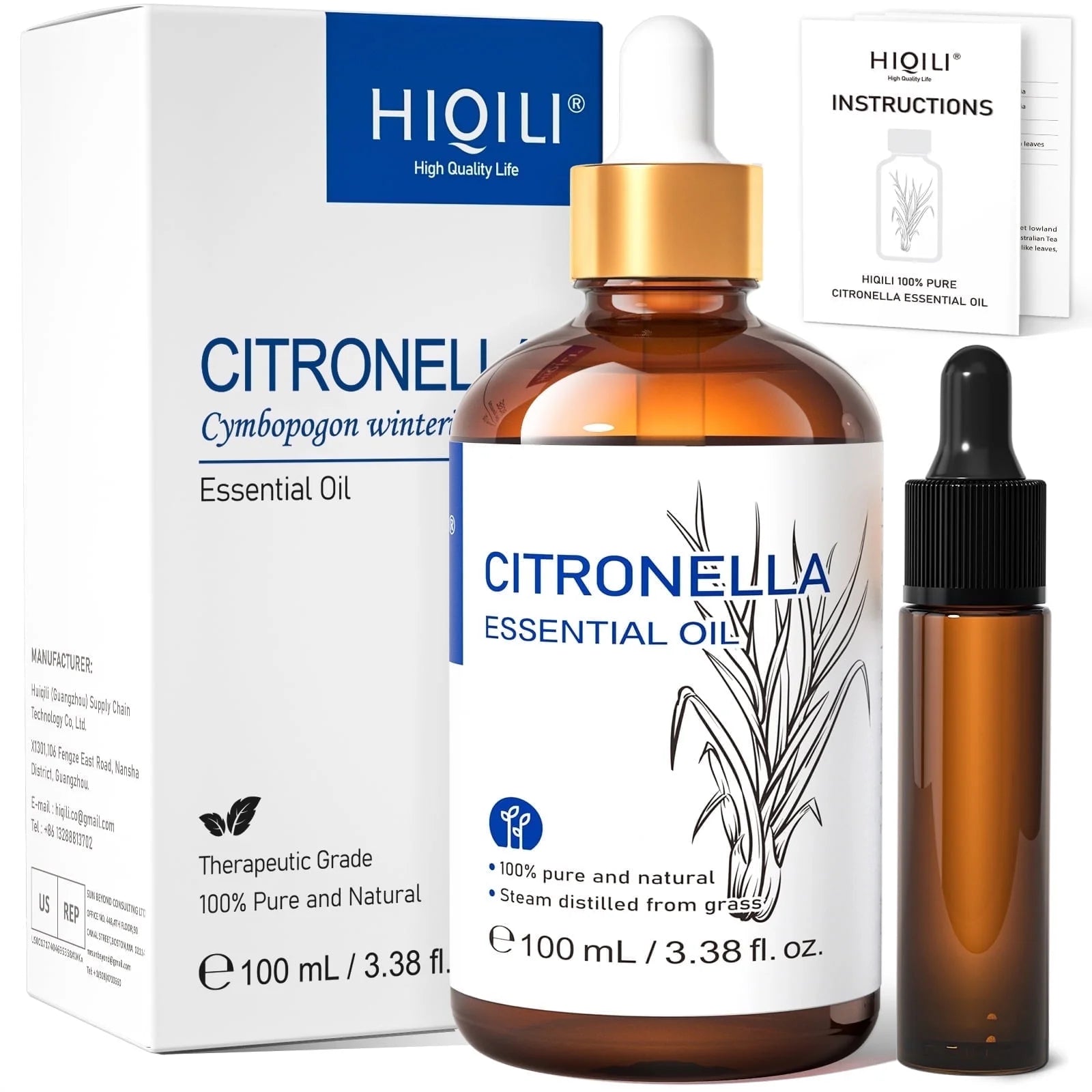Citronella Essential Oil, 100Ml Pure Nature Undiluted for Diffuser, Humidifier,