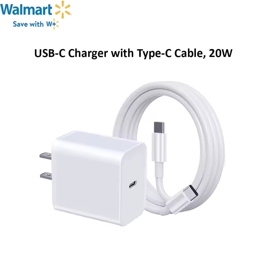 20W USB-C Fast Charger with Type-C Cable – Compatible with Iphone, Ipad & Android Devices