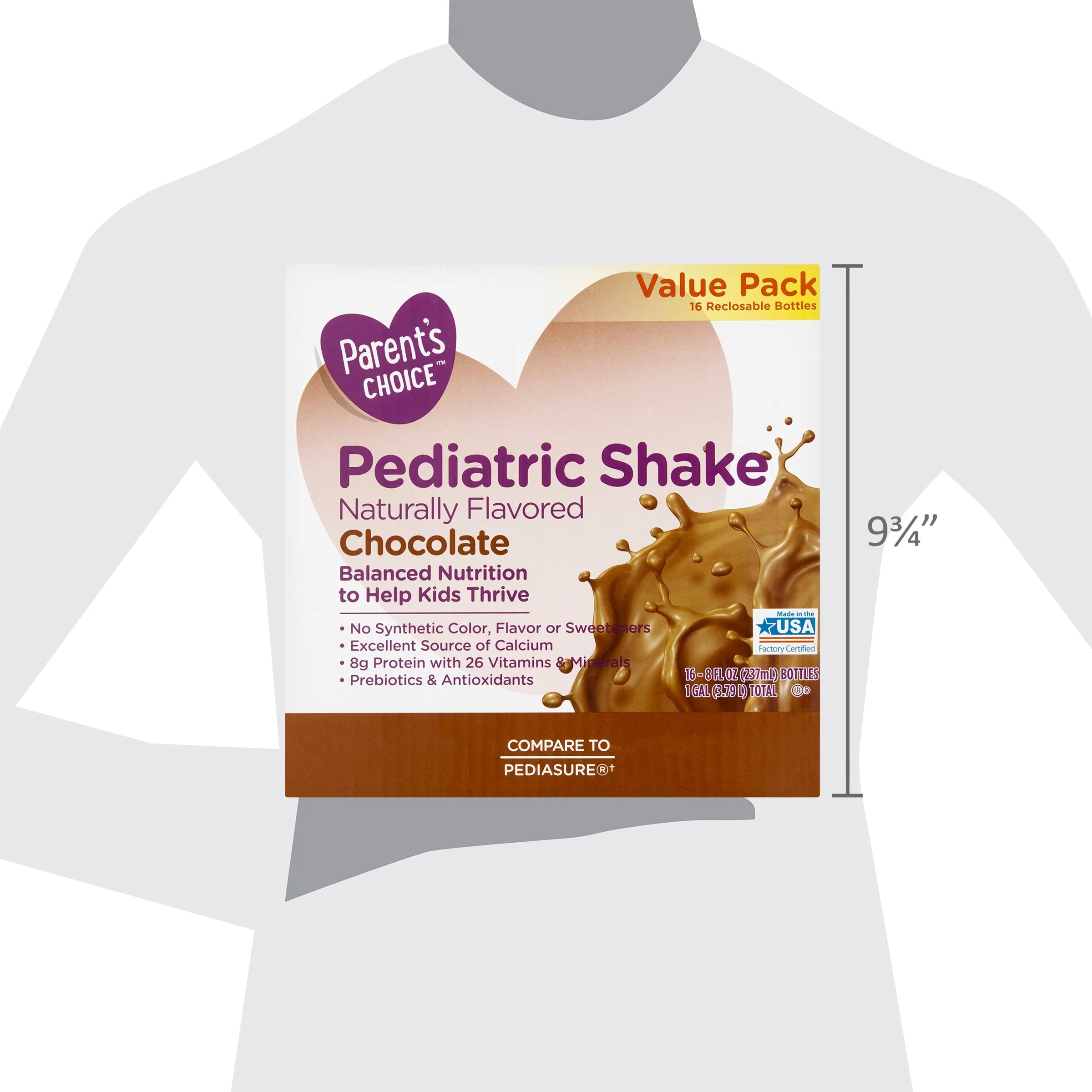 Parent'S Choice Pediatric Shake, Chocolate, 8 Oz Bottle, 16 Shakes