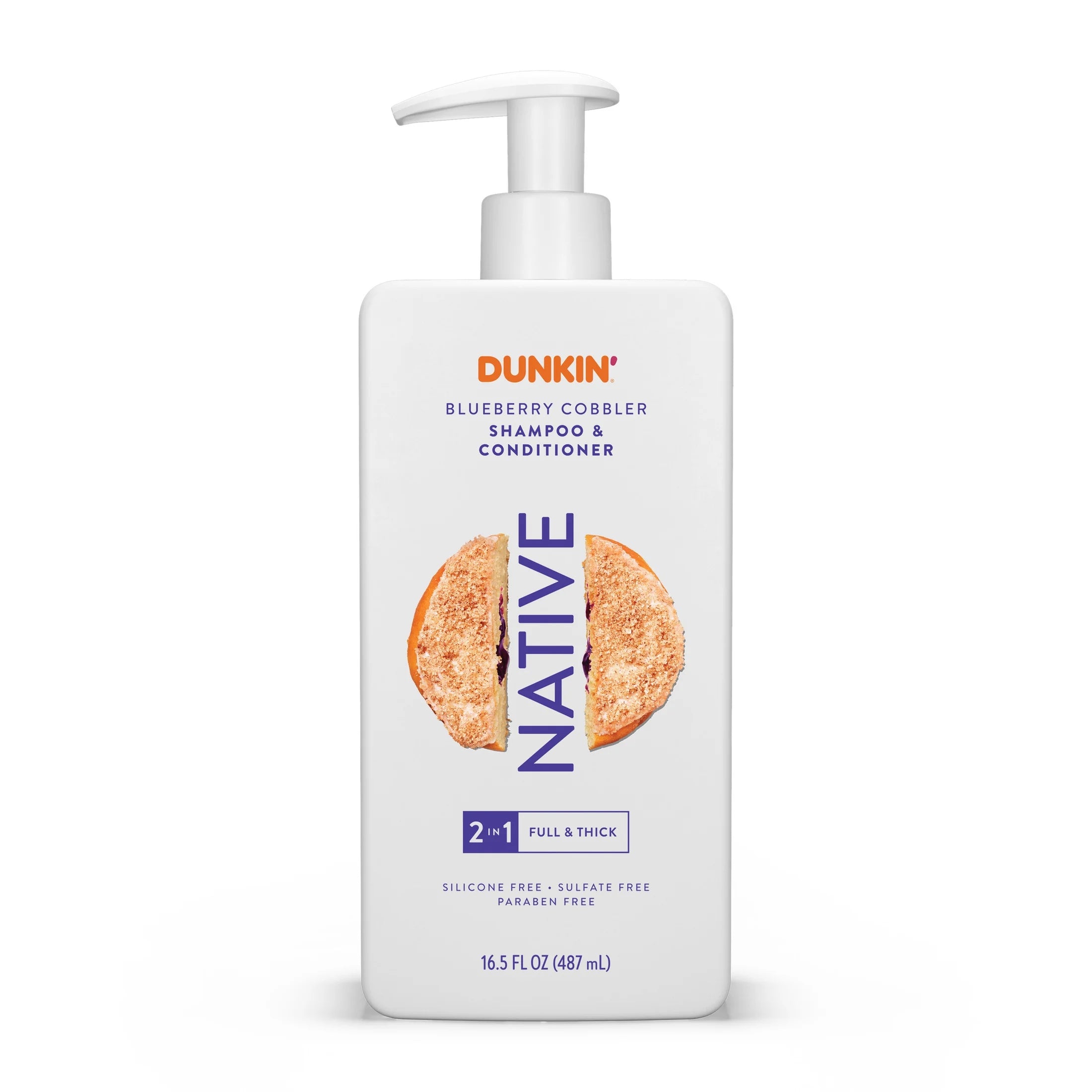 Native 2In1 Shampoo and Conditioner, Dunkin' Blueberry Cobbler, Sulfate Free, 16.5 Fl Oz