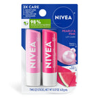NIVEA Pearly and Pink Lip Care, Tinted Lip Balm Set, 0.17 Oz Stick, Pack of 2
