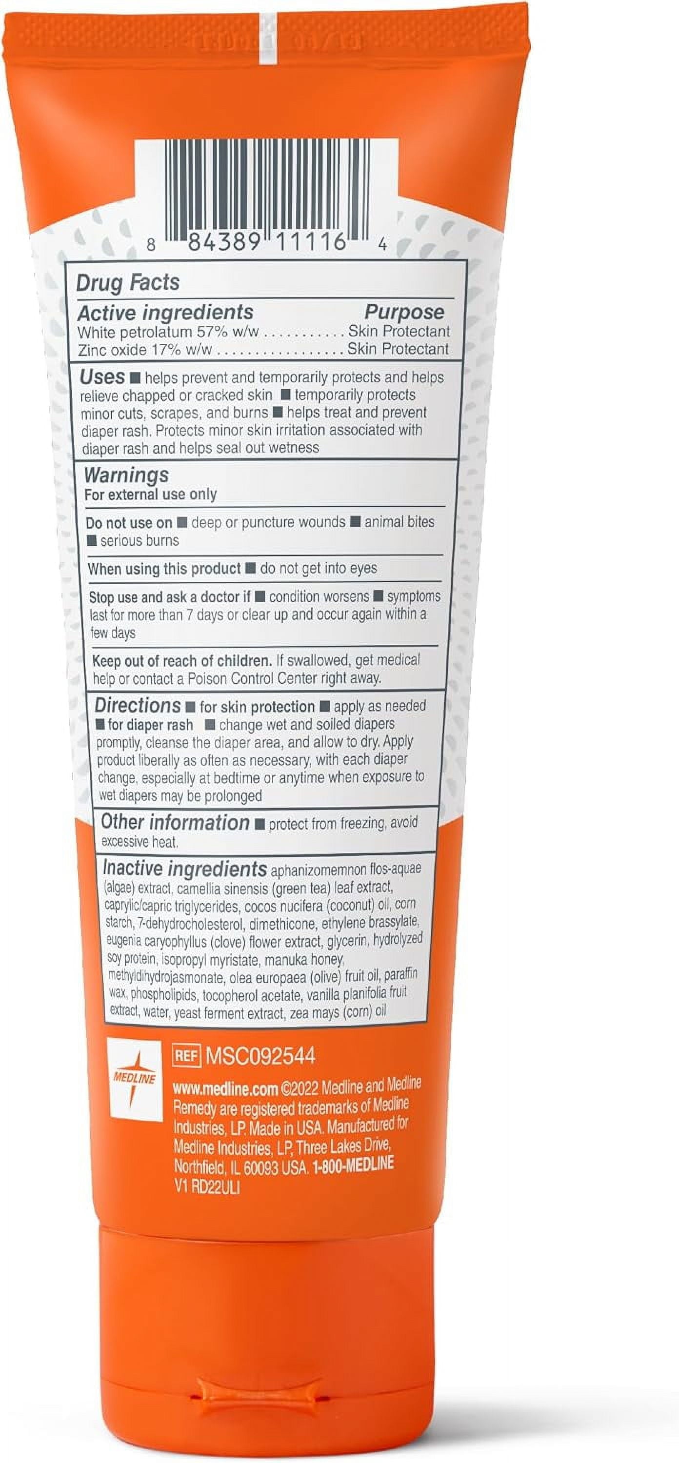 Medline Remedy Essentials Zinc Oxide Skin Protectant Paste (4 Oz Tube), Unscented