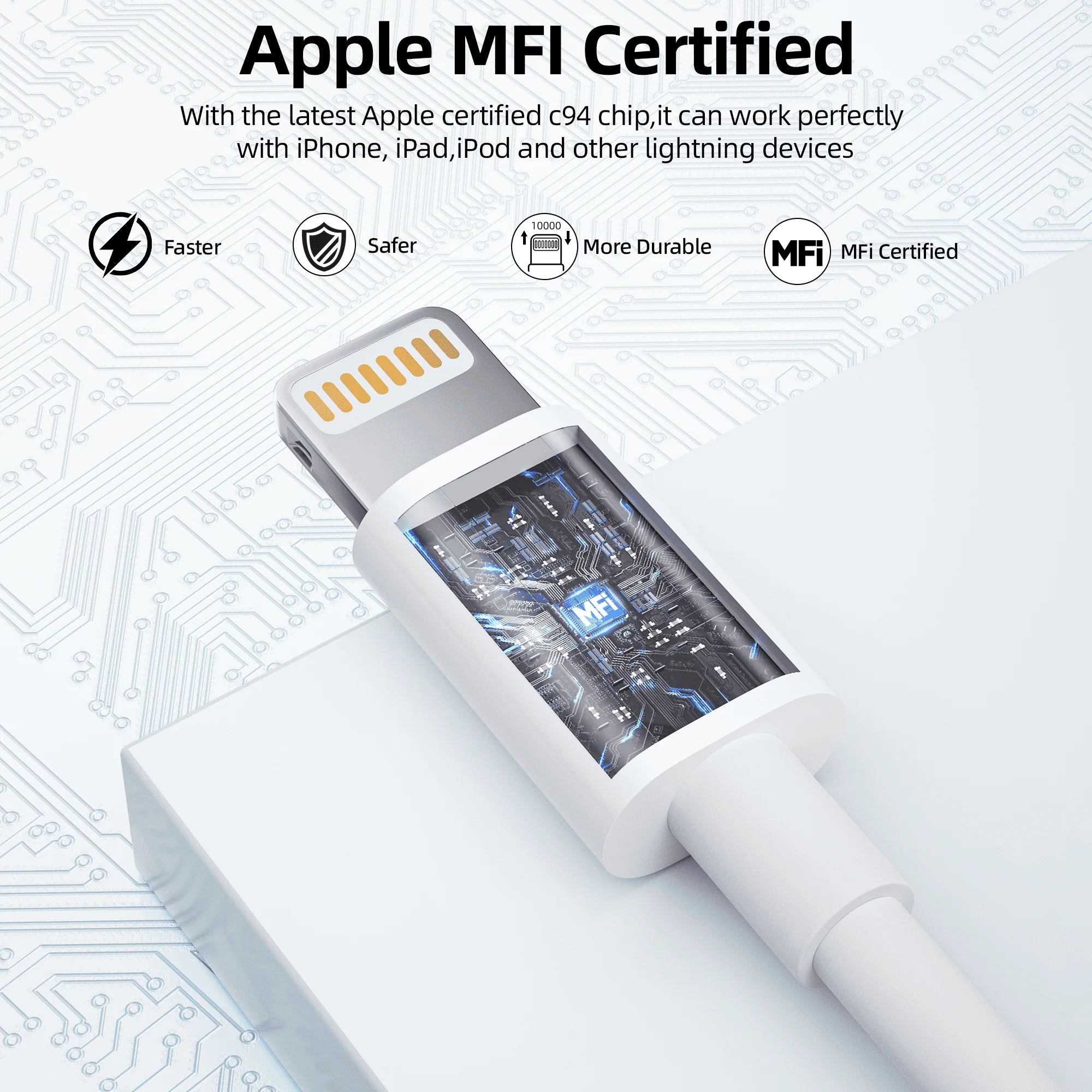 Bkayp Iphone Charger [Apple Mfi Certified] 2 Pack 20W USB C Wall Charger with 6Ft Fast Charging Cable Compatible with Iphone 14/13/12/11 White