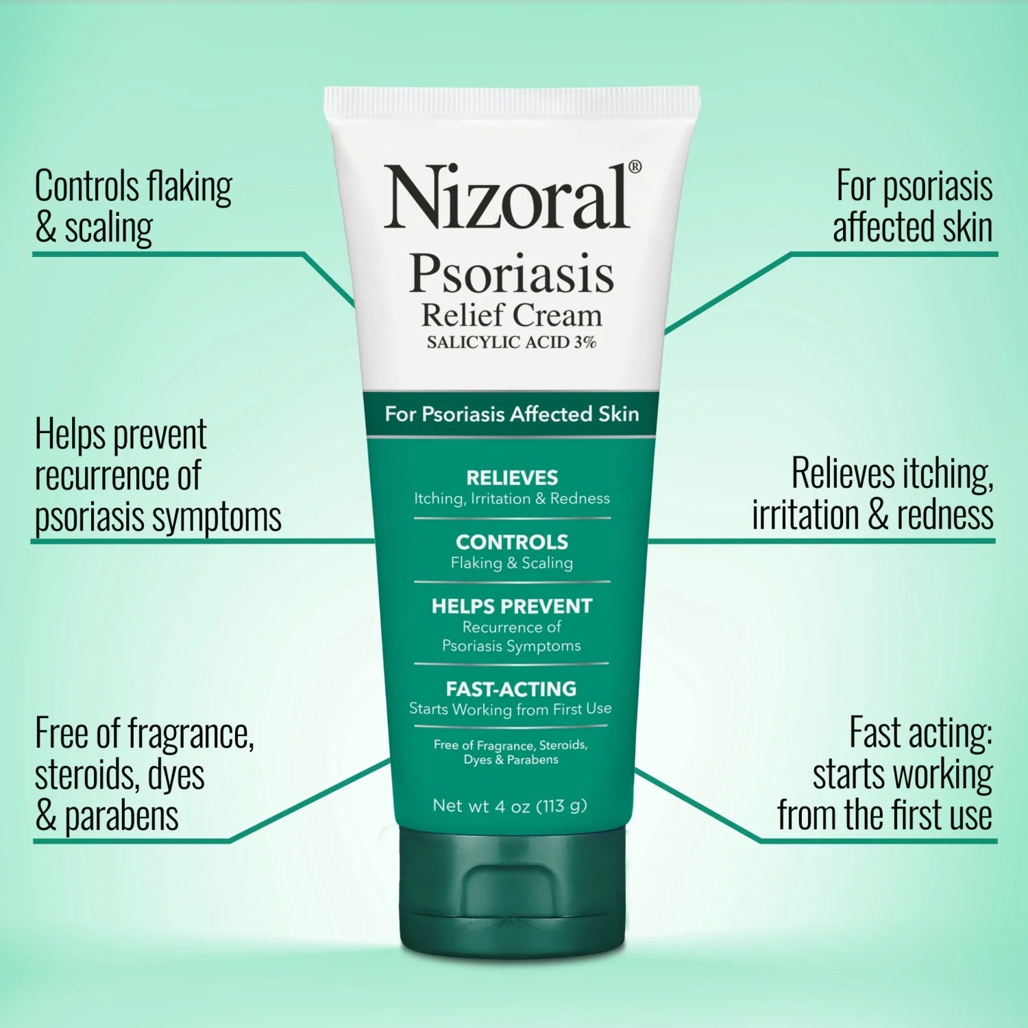 Nizoral Psoriasis Relief Cream Relieves Itch Redness & Controls Flaking & Scaling (Salicylic Acid 3%)