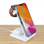 ZSOU 3-In-1 Wireless Charging Stand with Phone, Watch and Earbuds Charger Included, White