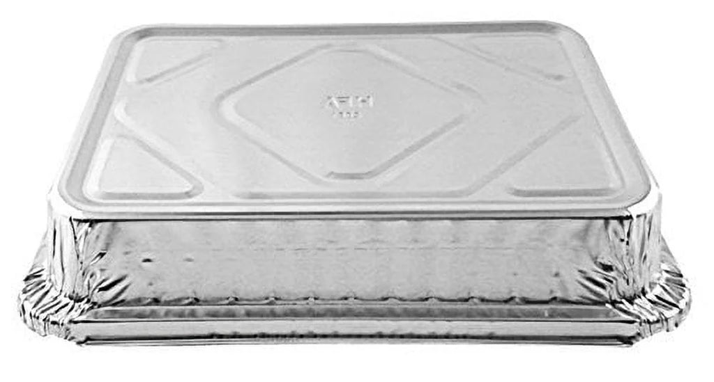 1 1/2 Lb. Oblong Shallow Aluminum Foil Take-Out Pan with Clear Dome Lid Disposab