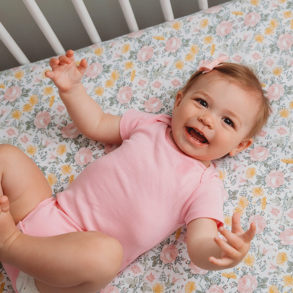Parent'S Choice 100% Cotton Fitted Crib Sheets for Baby Girls, Pink Floral, 2-Pack, Crib Bed