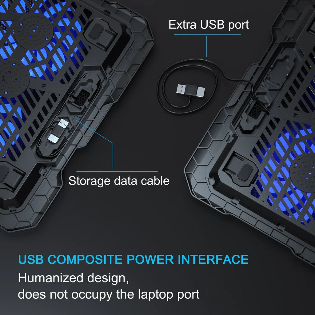 C302 Laptop Cooling Pad for 10-15.6" Laptops, Ultra Slim Laptop Cooling Fans Wit