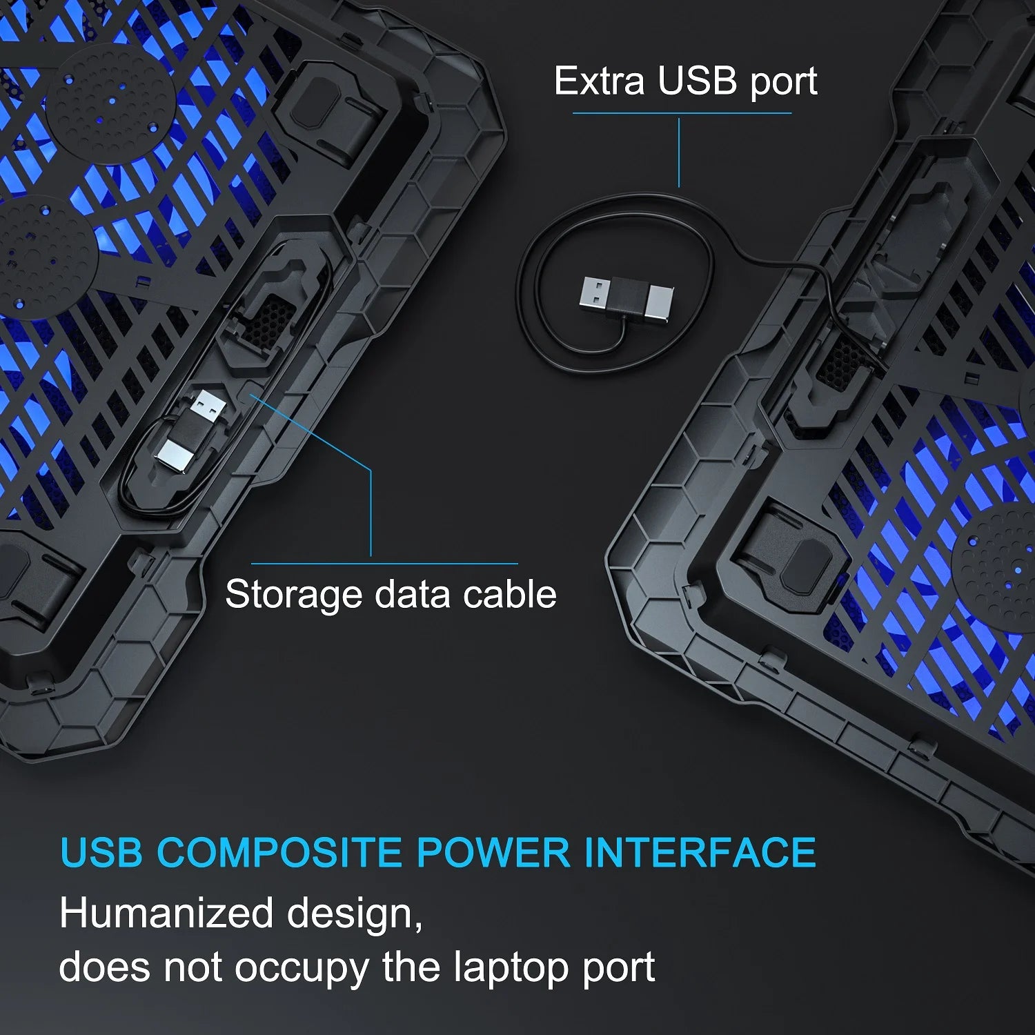 C302 Laptop Cooling Pad for 10-15.6" Laptops, Ultra Slim Laptop Cooling Fans Wit