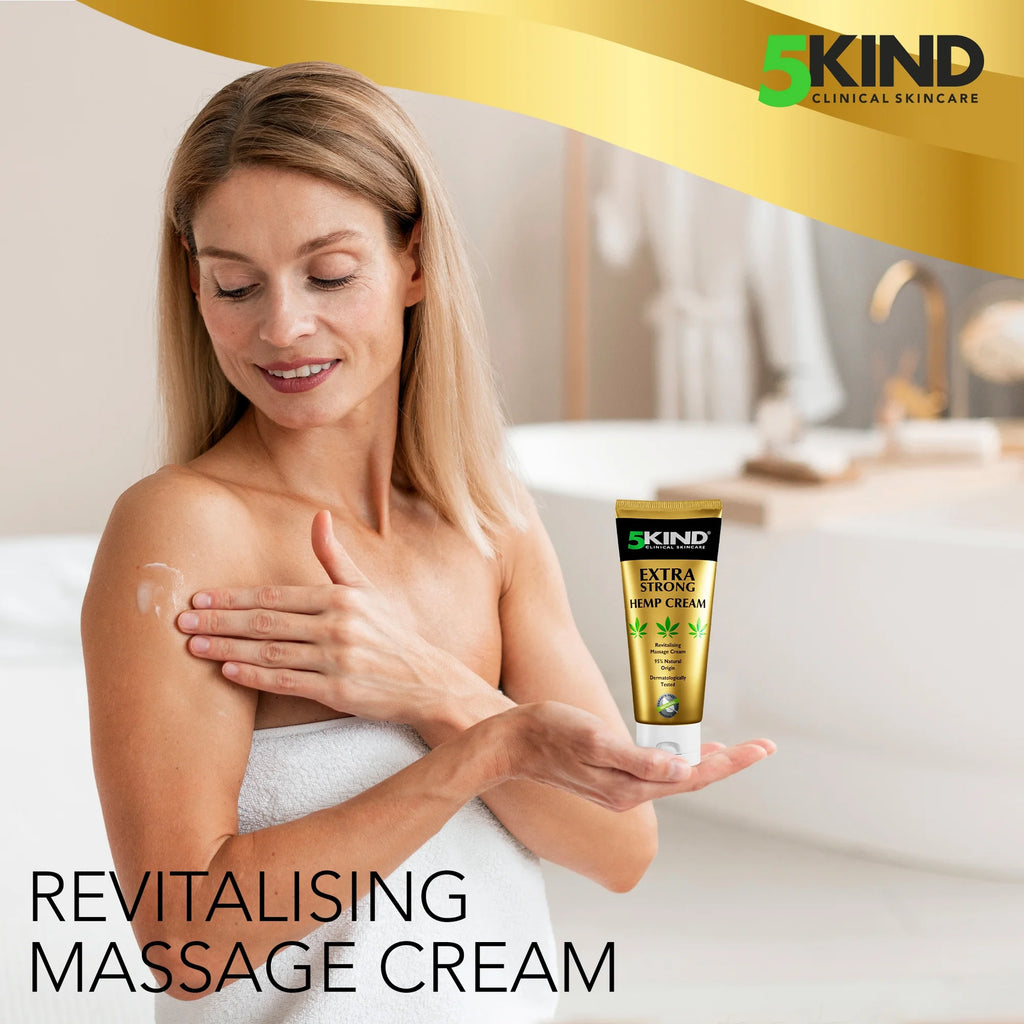 5Kind Extra Strong Hemp Cream 3.38 Fl Oz - High Strength Hemp Formula for Neck,