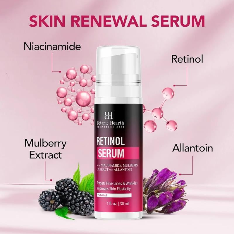 1% Retinol Serum for Face with Niacinamide, Allantoin & Mulberry Extracts | Pore