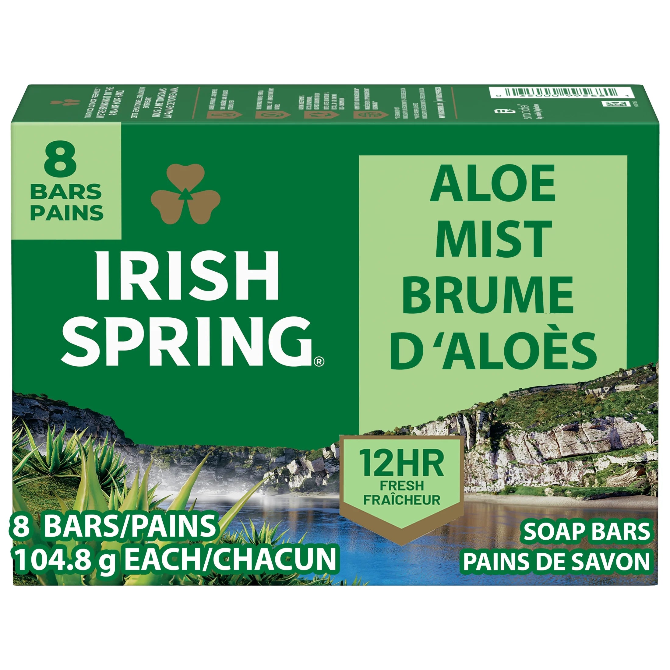 Aloe Mist Deodorant Bar Soap for Men, 12 Hour Fresh Deodorant Soap, 3.7 Oz Bar (8 Pack)