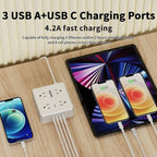 6Ft Flat Plug Power Strip - 8 Outlets and 4 USB Ports (1 USB C), Extension Cord
