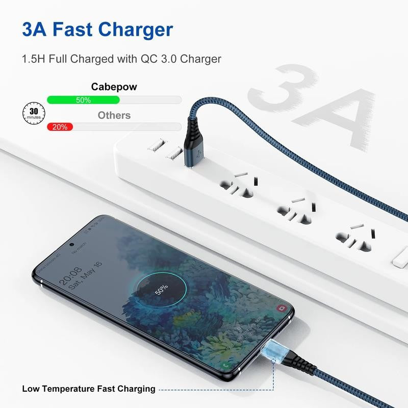 3 Pack 6 FT 【A to C】Type-C Cable ,USB C Charger Cable 6Ft,Compatible with Samsun