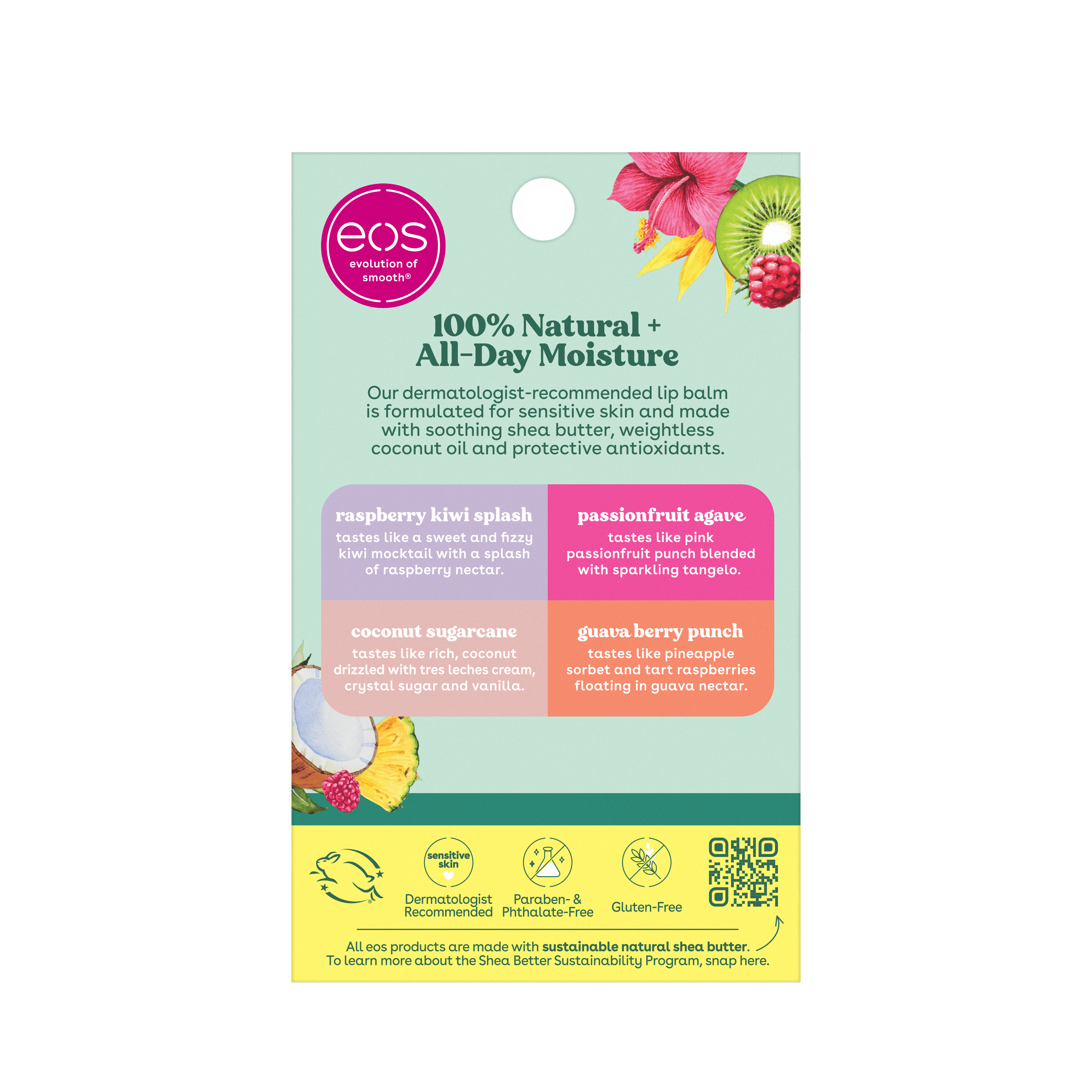 100% Natural Lip Balm- Tropical Variety Pack, 0.14 Oz, Pack of 4