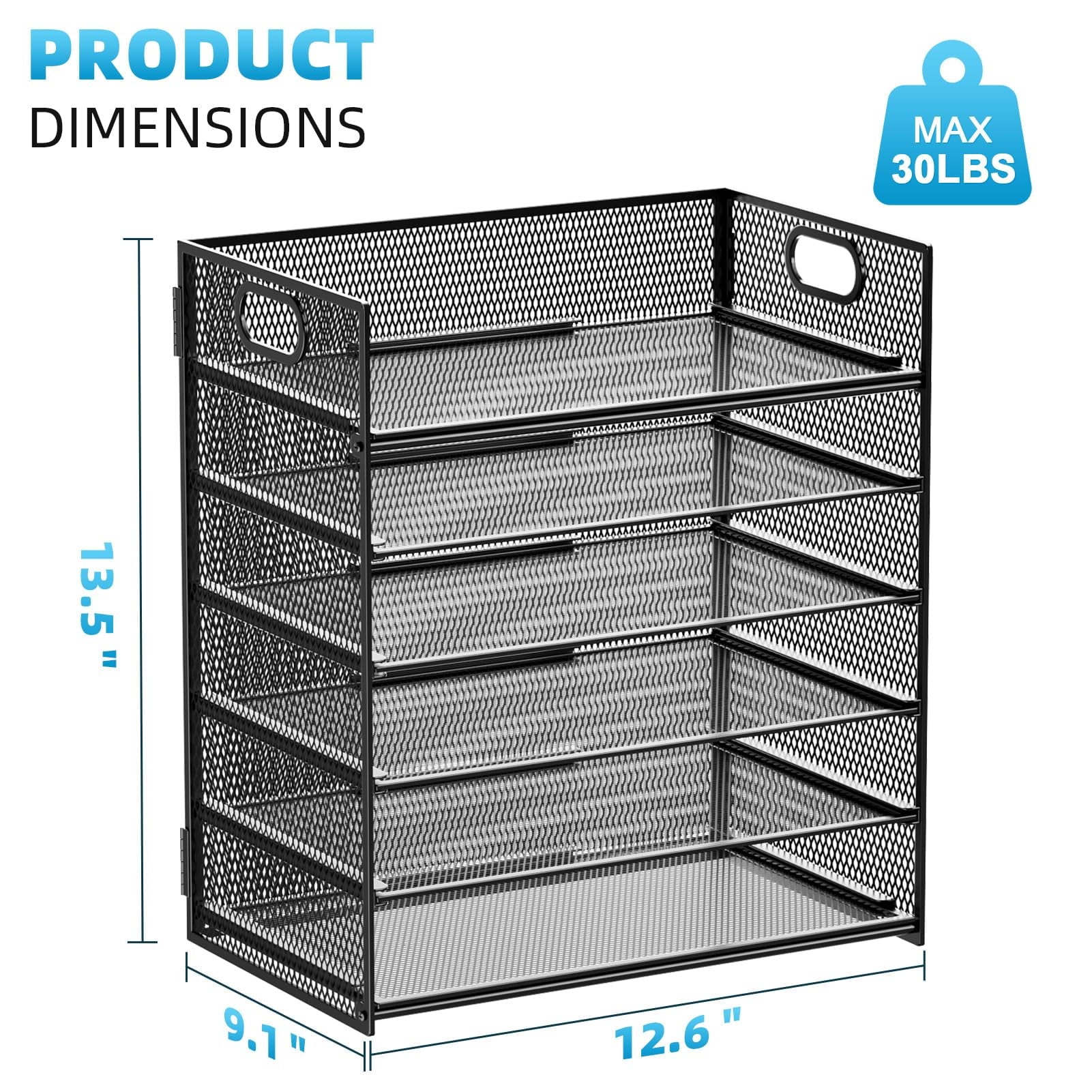 6 Tier Mesh File Organization with Handle,Paper Letter Tray Organizer , Paper Sorter Organizer for Letter/A4 Office Desktop Organization