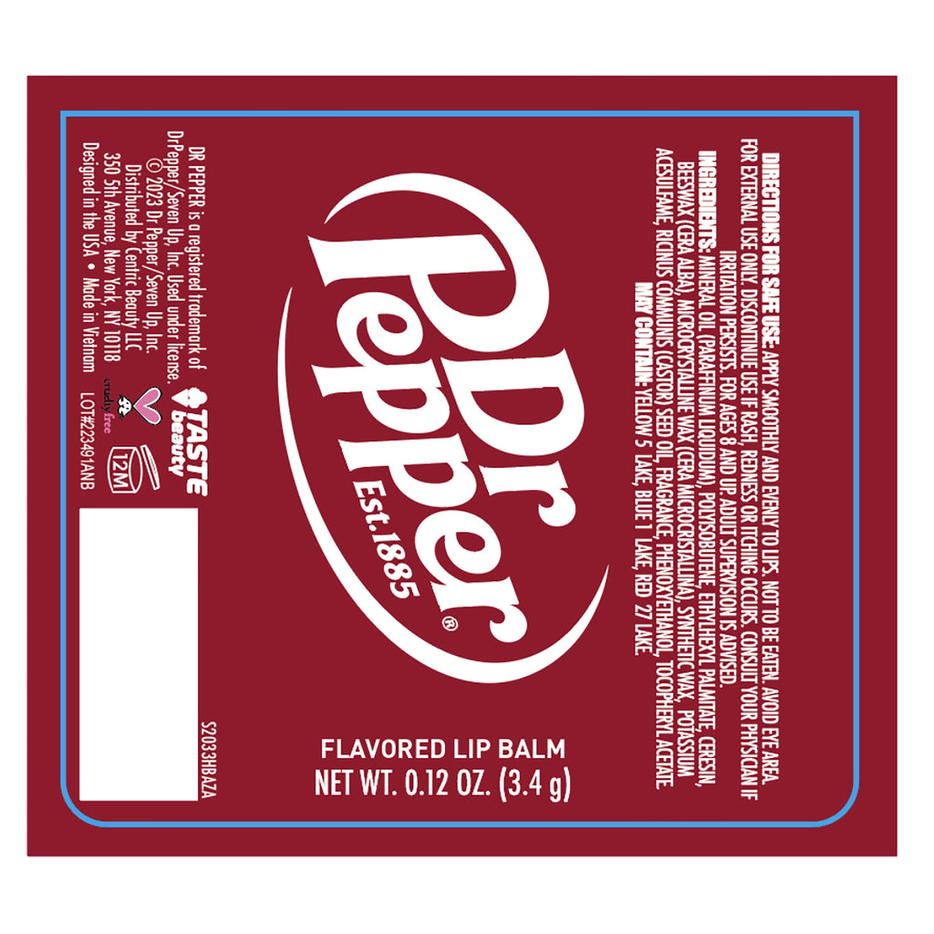 Taste Beauty, Dr. Pepper Flavored Lip Balm, .12 Oz
