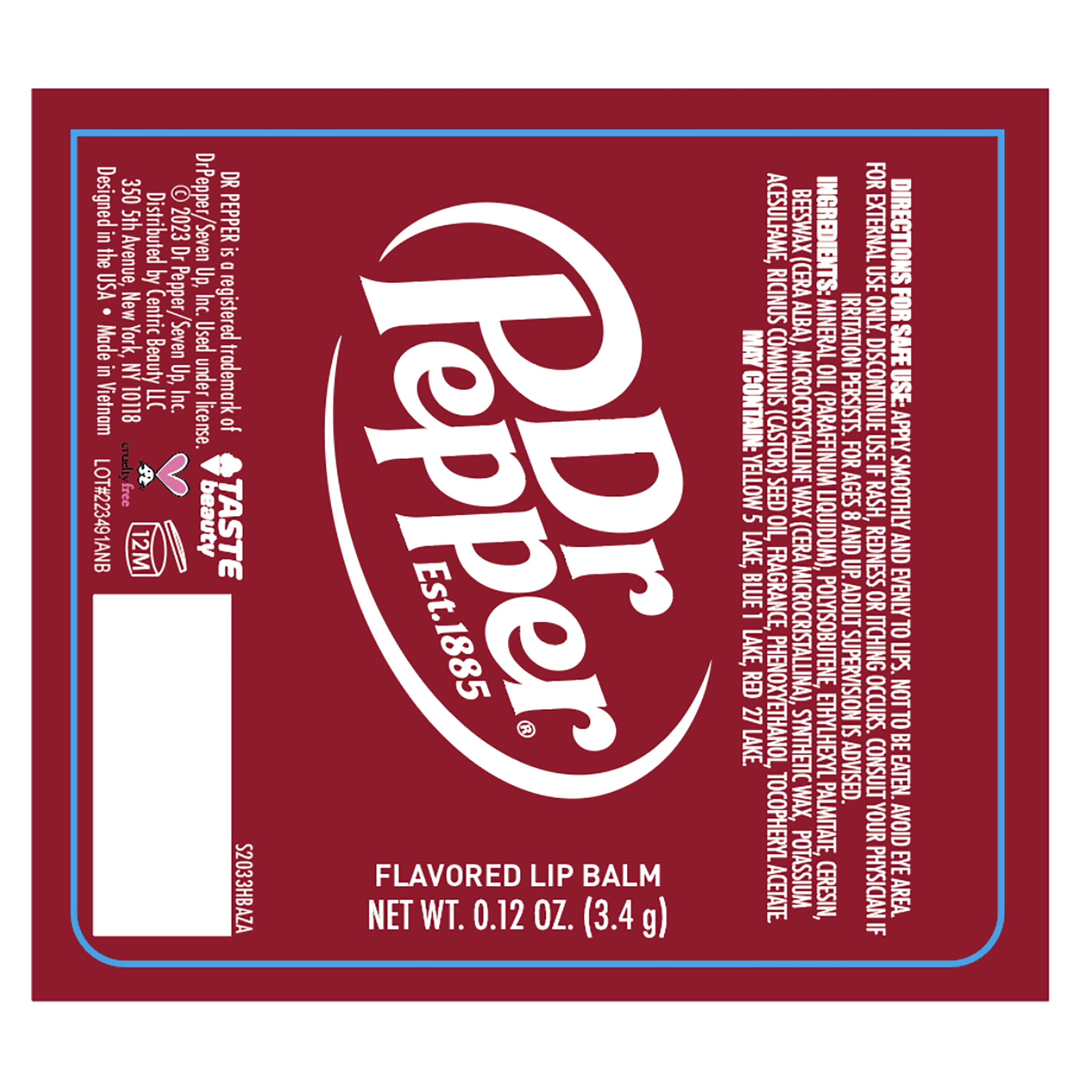 Taste Beauty, Dr. Pepper Flavored Lip Balm, .12 Oz