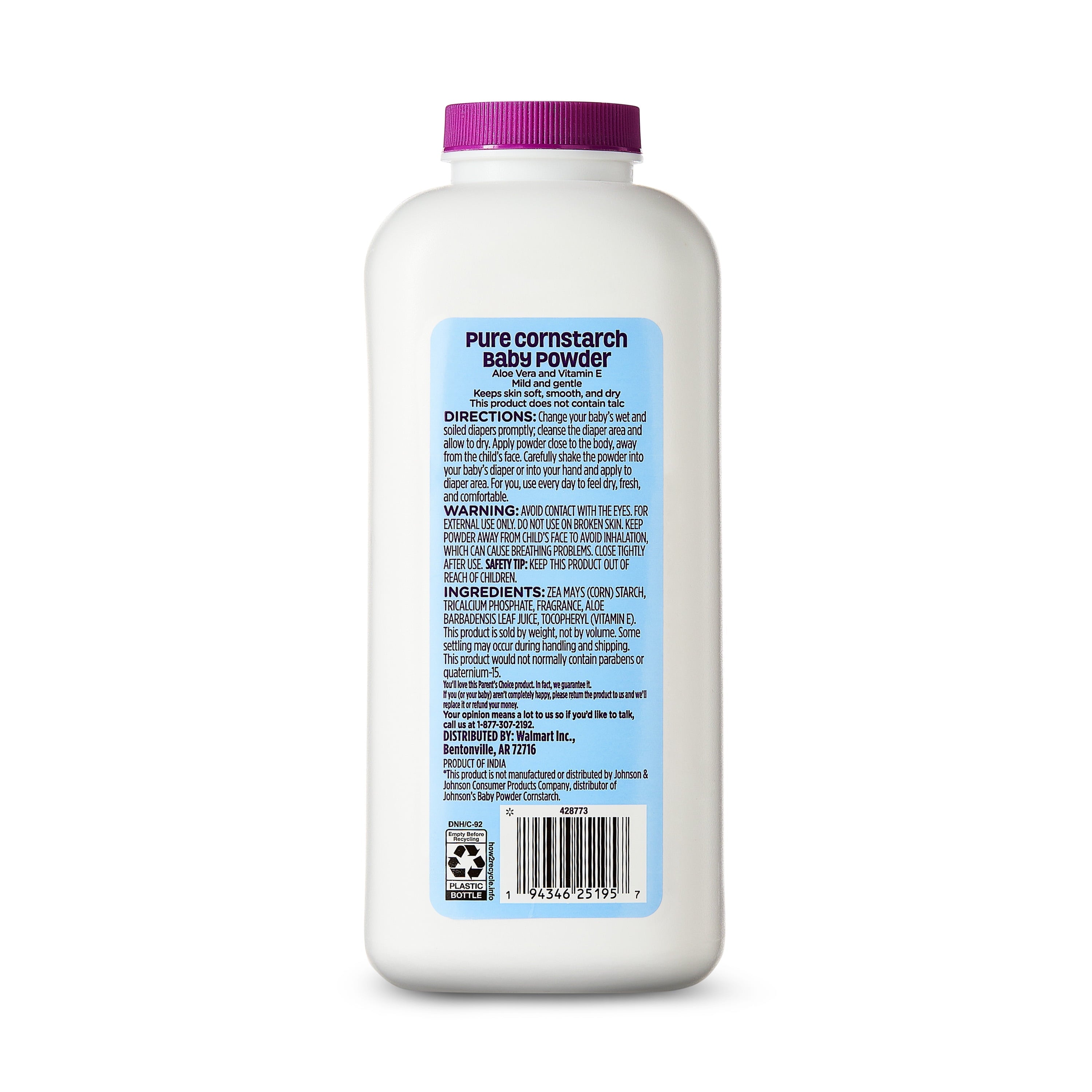Parent'S Choice Baby Powder with Pure Cornstarch, 15 Oz