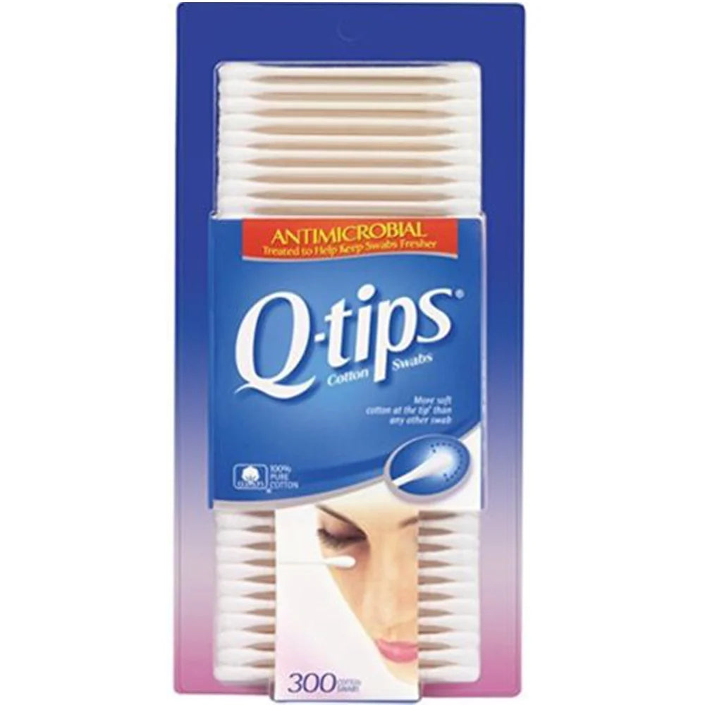 2-Pack Q-Tips Cotton Swabs, Antibacterial, 300 Each