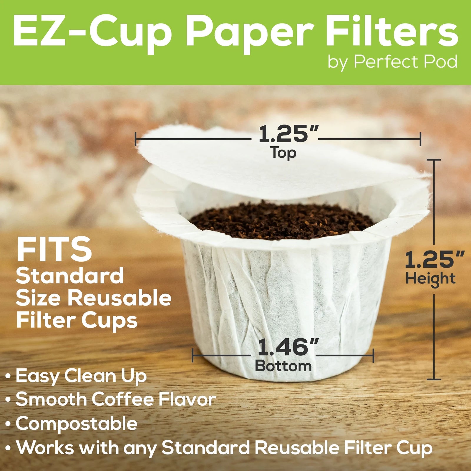 Ez-Cup Disposable Paper Filters with Patented Lid Design for Reusable Coffee Pod